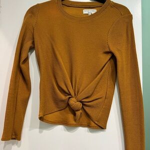 Madewell Yellow Tie Front Fitted Hoodie